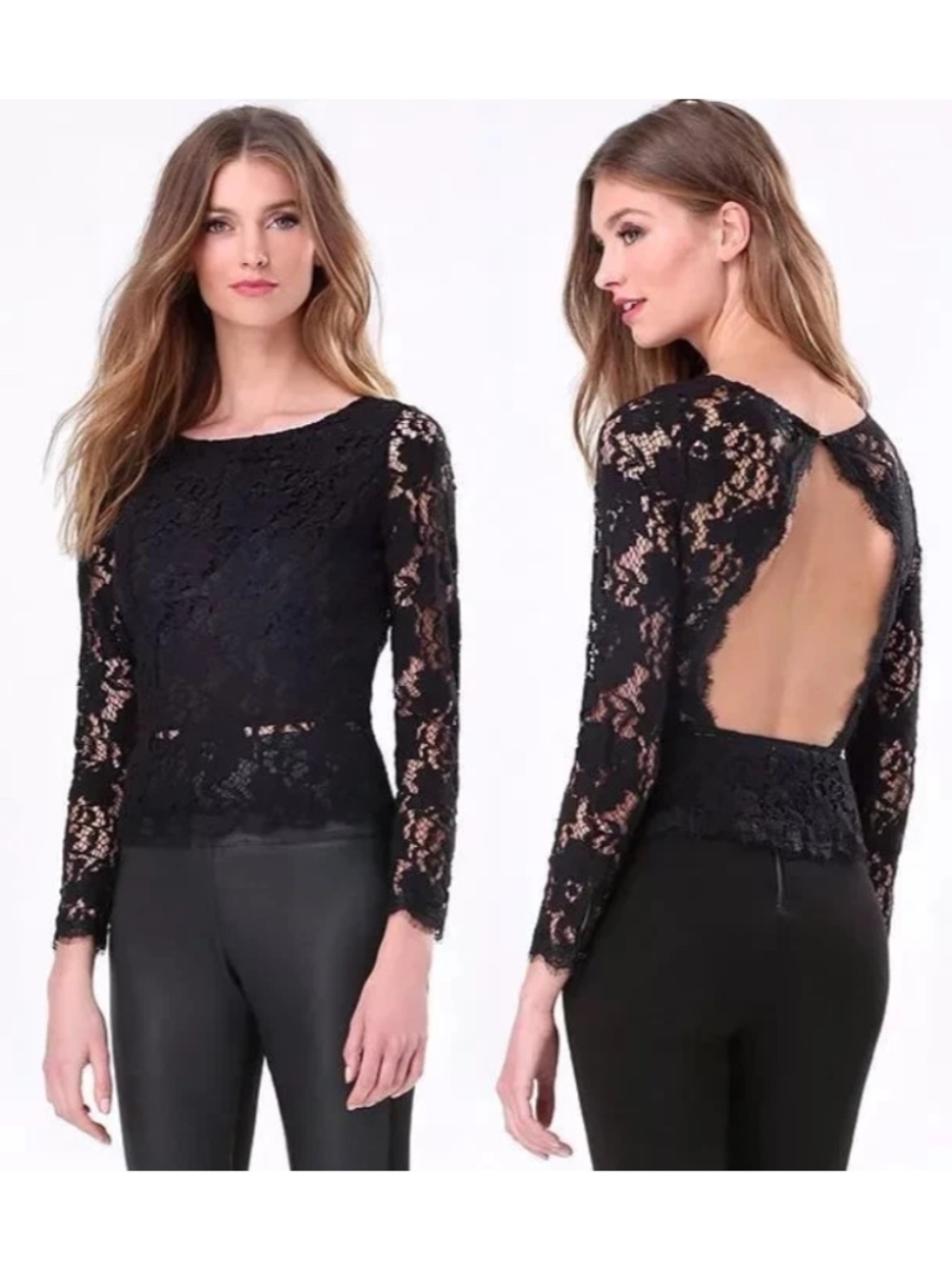 NWT Bebe lace peplum cropped top